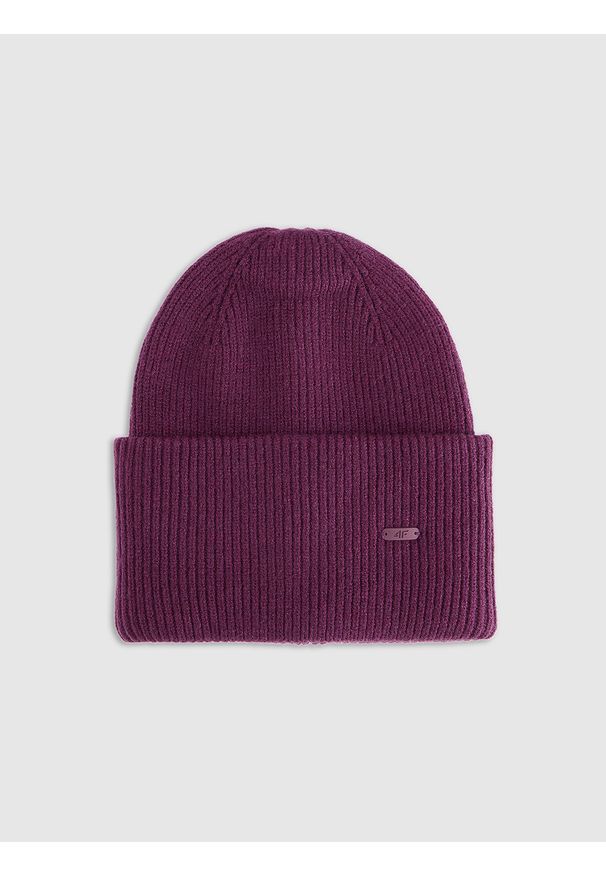 4f - 4F Czapka beanie uniseks - fioletowa Uniwersalny. Kolor: fioletowy. Materiał: wiskoza, materiał, dzianina. Sezon: zima. Styl: klasyczny, sportowy, casual
