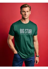 Big-Star - Koszulka męska z logo BIG STAR zielona Melsar 304. Okazja: na co dzień. Kolor: zielony. Materiał: dzianina, jeans. Wzór: nadruk. Styl: wizytowy, klasyczny, casual #7