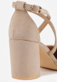 Renee - Ciemnobeżowe Czółenka Vices na Słupku ze Skórzaną Wkładką Ozdobione Paskami Learelia. Okazja: na wesele, na ślub cywilny. Zapięcie: pasek. Kolor: beżowy. Materiał: skóra. Wzór: aplikacja. Obcas: na słupku. Styl: wizytowy. Wysokość obcasa: średni #6