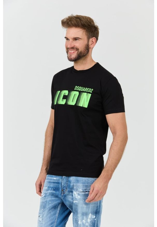 DSQUARED2 Czarny męski t-shirt Icon Blur Cool Fit Tee, Rozmiar XXL. Kolor: czarny