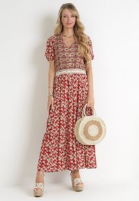 Born2be - Bordowa Rozkloszowana Sukienka Maxi Stemone. Kolor: czerwony. Sezon: lato. Długość: maxi #4