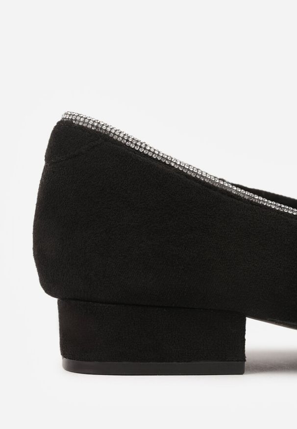 Renee - Czarne Płaskie Balerinki z Cyrkoniową Kokardą Evalene. Okazja: na spacer, do pracy. Kolor: czarny. Sezon: lato. Styl: elegancki