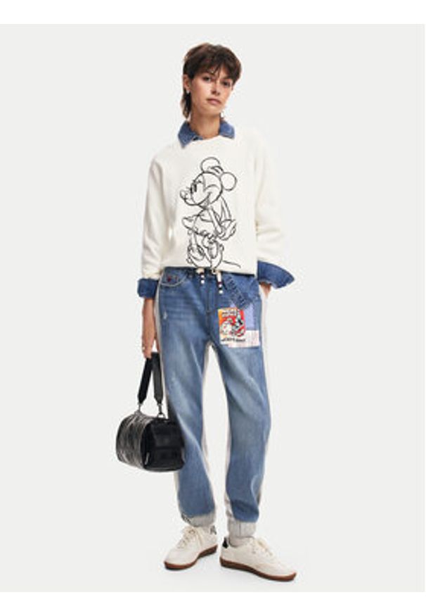 Desigual Sweter Minnie Mouse 24WWJF77 Écru Regular Fit. Materiał: wiskoza. Wzór: motyw z bajki