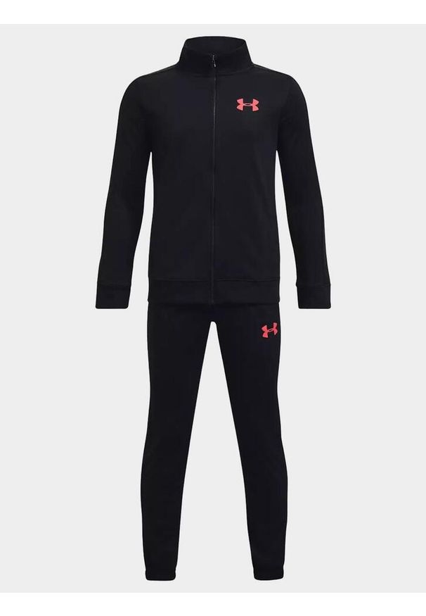 Under Armour - Dres dziecięcy UNDER ARMOUR 1363290 zestaw bluza + spodnie. Kolor: czerwony, czarny, wielokolorowy. Materiał: dresówka