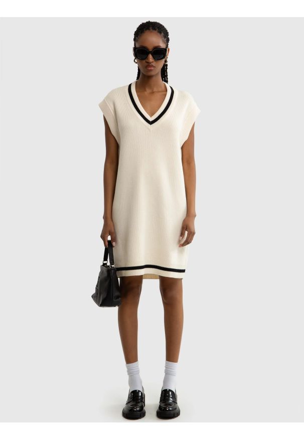 Big-Star - Kamizelka damska dzianinowa beżowa Veista 800. Okazja: do pracy, na co dzień. Kolor: beżowy. Materiał: dzianina. Długość: długie. Styl: casual