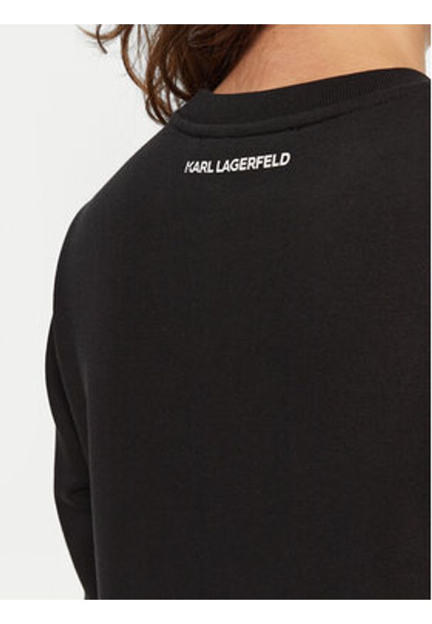 Karl Lagerfeld - KARL LAGERFELD Bluza A1W20014 Czarny Regular Fit. Typ kołnierza: dekolt w karo. Kolor: czarny. Materiał: bawełna