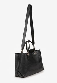 Born2be - Czarna Dwukomorowa Torebka Typu Shopper Ozdobiona Metalicznymi Aplikacjami Adorrive. Kolor: czarny. Wzór: aplikacja. Dodatki: z aplikacjami. Styl: elegancki #3