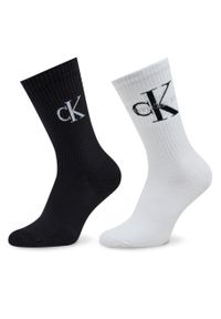 Zestaw 2 par wysokich skarpet damskich Calvin Klein Jeans Sock 2P Scatter 701224133 White Combo 001. Kolor: biały. Materiał: materiał, bawełna