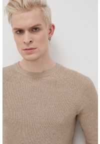 Only & Sons Sweter bawełniany męski kolor beżowy. Okazja: na co dzień. Kolor: beżowy. Materiał: bawełna. Długość rękawa: raglanowy rękaw. Styl: casual #2