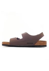Buty do chodzenia męskie Birkenstock Milano. Zapięcie: klamry. Kolor: brązowy. Materiał: materiał, syntetyk. Szerokość cholewki: normalna. Sport: turystyka piesza