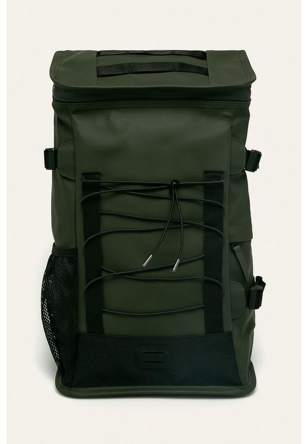 Rains - Plecak 1315 Mountaineer Bag. Kolor: zielony. Wzór: paski