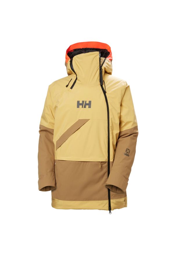 Damska kurtka narciarska z kapturem Helly Hansen Powchaser Asym. Typ kołnierza: kaptur. Kolor: beżowy. Sezon: zima. Sport: narciarstwo