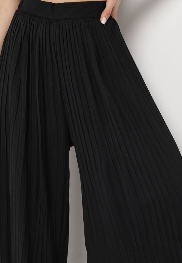 Born2be - Czarne Spodnie Plisowane Szerokie z Wyższym Stanem Elirnasse. Stan: podwyższony. Kolor: czarny