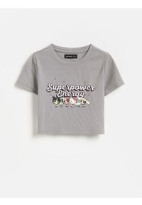 Reserved - T-shirt Hello Kitty and Friends x The Powerpuff Girls - ciemnoszary. Kolor: szary. Materiał: bawełna. Długość: krótkie. Wzór: motyw z bajki #1