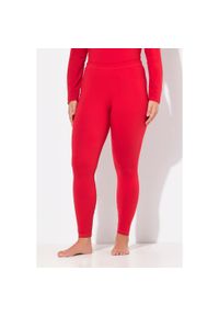 ULLA POPKEN - Damskie Narciarskie legginsy funkcyjne szybkoschnące bardzo ciepłe. Kolekcja: plus size. Kolor: czerwony. Materiał: elastan, poliester, materiał. Sezon: zima. Sport: narciarstwo