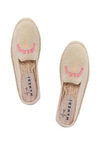 Manebi espadryle zamszowe Summerland Embroidery kolor beżowy na platformie T 6.2 D0. Nosek buta: okrągły. Kolor: beżowy. Materiał: zamsz. Obcas: na platformie #2