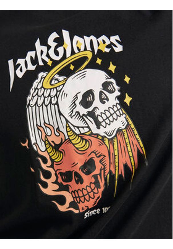Jack & Jones T-Shirt Seven Skull 12262491 Czarny Regular Fit. Kolor: czarny. Materiał: bawełna