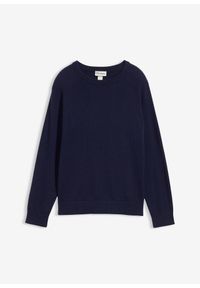 bonprix - Sweter z cienkiej bawełnianej dzianiny. Kolor: niebieski. Materiał: bawełna, dzianina