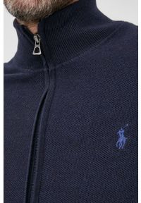 Polo Ralph Lauren kardigan bawełniany męski kolor granatowy. Typ kołnierza: polo. Kolor: niebieski. Materiał: bawełna