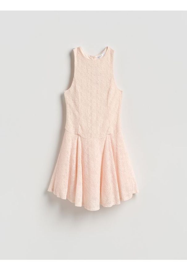 Reserved - Sukienka mini - pastelowy róż. Kolor: różowy. Materiał: tkanina. Długość: mini