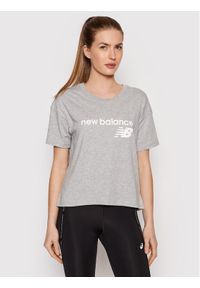 New Balance T-Shirt Stacked WT03805 Szary Relaxed Fit. Kolor: szary. Materiał: syntetyk