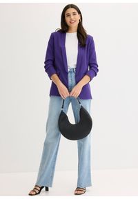 bonprix - Żakiet z marszczeniem. Kolor: fioletowy. Długość: długie #2