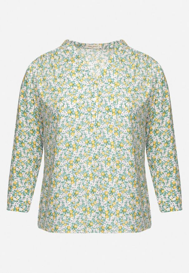 Born2be - Jasnozielona Bluzka z Wiskozy w Kwiaty Edilitia. Okazja: na co dzień. Kolor: zielony. Materiał: wiskoza. Długość rękawa: długi rękaw. Długość: długie. Wzór: kwiaty. Styl: elegancki, casual