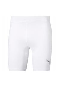 Puma - Męskie Spodenki Liga Thermoactive Base Layer Shorts. Kolor: biały. Sport: turystyka piesza