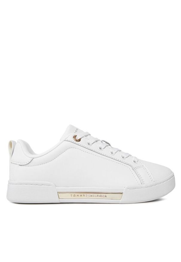TOMMY HILFIGER - Tommy Hilfiger Sneakersy Chique Court Sneaker FW0FW07634 Biały. Kolor: biały. Materiał: skóra
