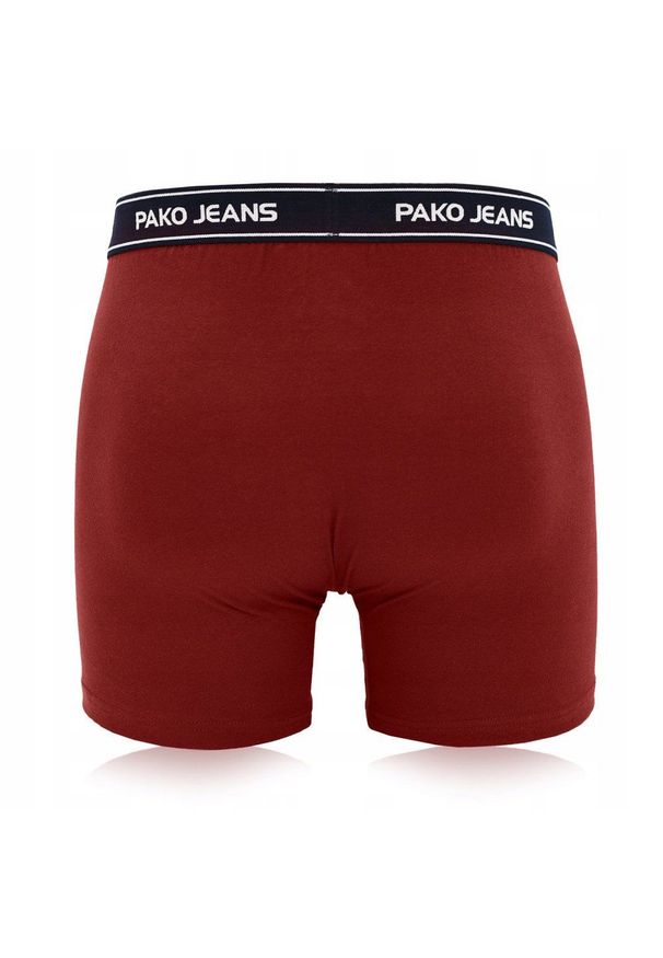 Bawełniane, Klasyczne Bokserki Męskie - Pako Jeans - Bordowe. Kolor: czerwony. Materiał: bawełna, elastan