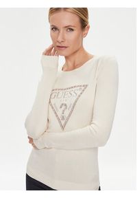 Guess Sweter W4RR53 Z2NQ2 Beżowy Slim Fit. Kolor: beżowy. Materiał: wiskoza #3