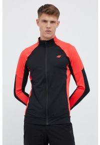 4f - 4F bluza treningowa kolor czerwony wzorzysta. Kolor: czerwony. Materiał: materiał. Długość rękawa: raglanowy rękaw #1