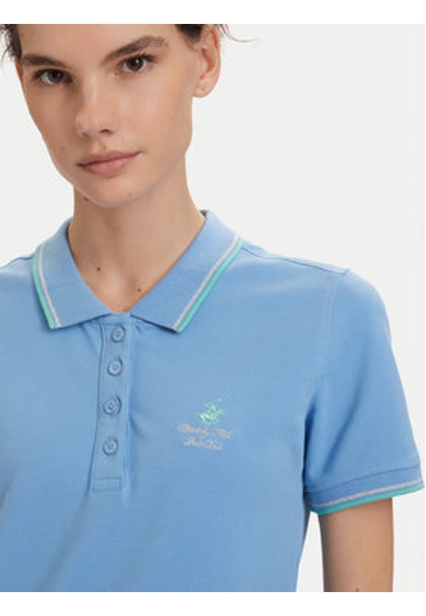 Beverly Hills Polo Club Sukienka codzienna P-SS26W-ABP526590-0298 Niebieski Regular Fit. Okazja: na co dzień. Typ kołnierza: polo. Kolor: niebieski. Materiał: bawełna. Typ sukienki: proste. Styl: casual