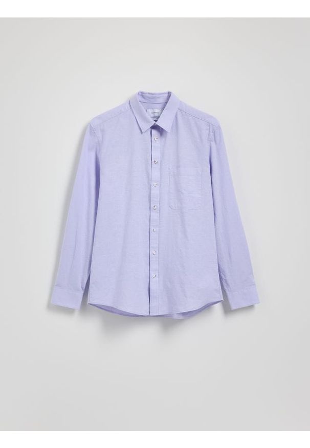 Reserved - Koszula regular z dodatkiem lnu - lawendowy. Kolor: fioletowy. Materiał: len