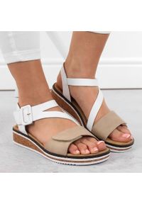 Komfortowe sandały damskie na rzepy kombi Rieker V3660-60 białe. Zapięcie: rzepy. Kolor: biały #7