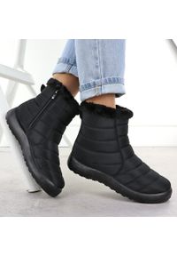 POTOCKI - Śniegowce damskie płaskie ocieplane czarne Potocki SU33069. Kolor: czarny. Materiał: tkanina #1