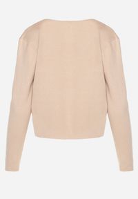 Born2be - Beżowy Rozpinany Kardigan z Wiskozą Edamira. Okazja: na co dzień. Kolor: beżowy. Materiał: wiskoza. Styl: wizytowy, elegancki, casual #3