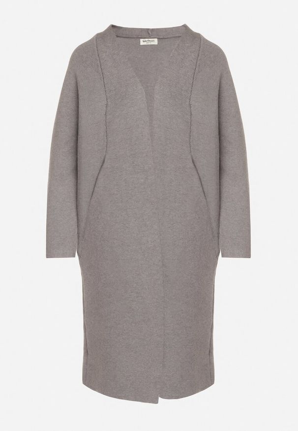 Born2be - Szary Klasyczny Niezapinany Kardigan Elitusa. Okazja: na co dzień. Kolor: szary. Materiał: jeans. Styl: klasyczny