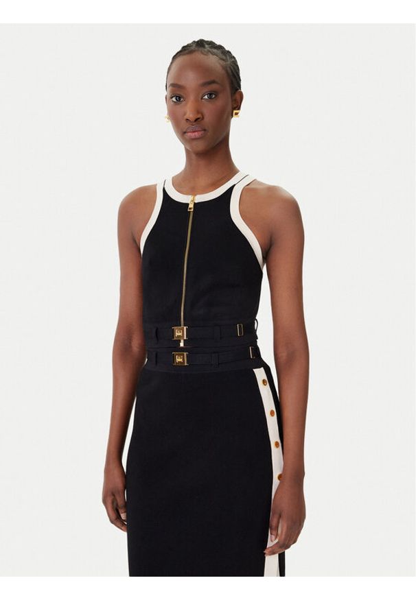 Elisabetta Franchi Top TK-71S-61E2-V270 Czarny Regular Fit. Kolor: czarny. Materiał: wiskoza