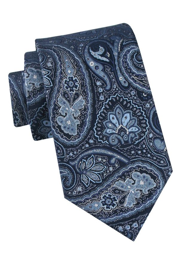 Klasyczny Krawat Męski - Chattier - Granat i Niebieski, Wzór Orientalny. Kolor: niebieski. Materiał: tkanina. Styl: klasyczny