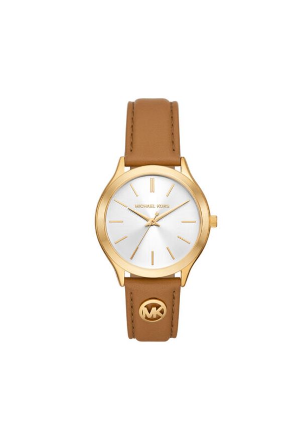 Michael Kors Zegarek Slim Runway MK7543 Brązowy. Kolor: brązowy. Materiał: skóra