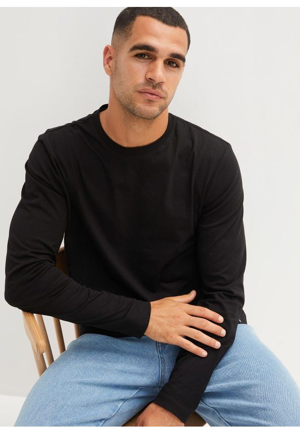 bonprix - Koszulka z długim rękawem (2 szt.). Kolor: czarny. Długość rękawa: długi rękaw. Długość: długie. Wzór: aplikacja