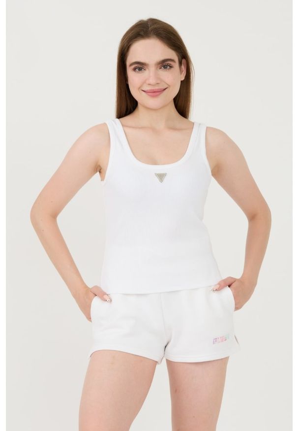 Guess - GUESS Biały damski top Ribbed Knit Tank, Rozmiar L. Kolor: biały
