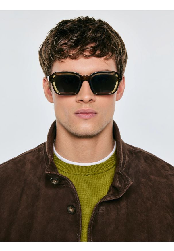 Big-Star - Okulary przeciwsłoneczne męskie khaki Akar 301. Kształt: prostokątne. Kolor: zielony