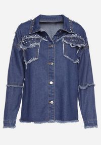Born2be - Granatowa Bawełniana Kurtka Jeansowa z Ćwiekami Quintilla. Okazja: na co dzień. Kolor: niebieski. Materiał: bawełna, jeans. Styl: casual, rockowy #4