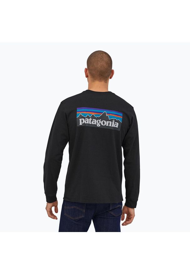 Longsleeve trekkingowy męski Patagonia P-6 Logo Responsibili. Kolor: czarny. Długość rękawa: długi rękaw