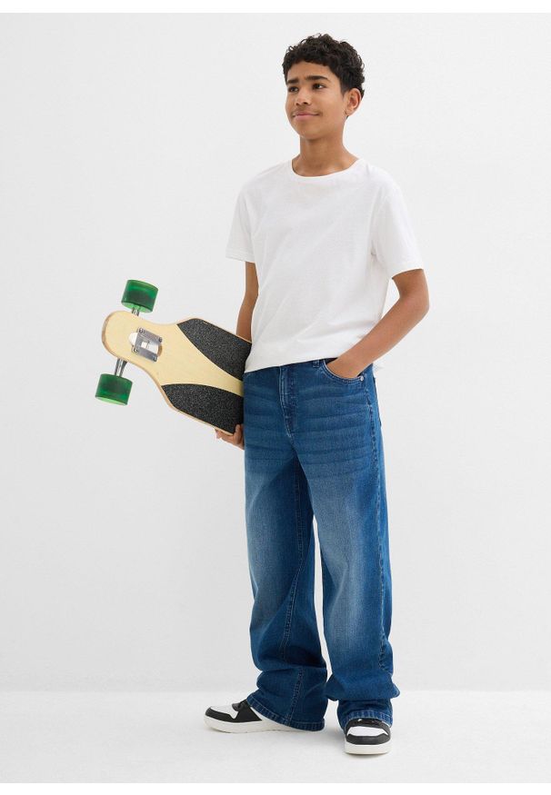 bonprix - Dżinsy ze stretchem extra loose fit, straight. Kolor: niebieski