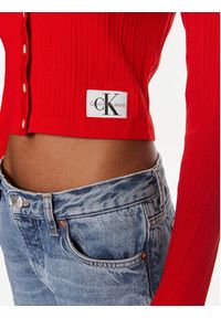 Calvin Klein Jeans Kardigan J20J223149 Czerwony Slim Fit. Kolor: czerwony. Materiał: lyocell #2