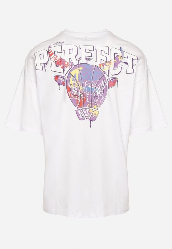 Born2be - Biała Bawełniana Koszulka T-shirt z Krótkim Rękawem Ozdobiony Nadrukami Citara. Kolor: biały. Materiał: bawełna. Długość rękawa: krótki rękaw. Długość: krótkie. Wzór: nadruk, aplikacja. Styl: klasyczny