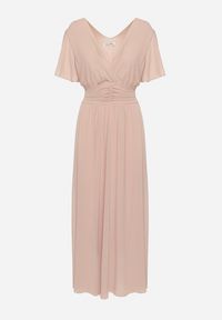 Born2be - Ciemnoróżowa Kopertowa Sukienka Maxi z Gumką w Pasie Narlin. Okazja: na studniówkę, na ślub cywilny, na wesele. Typ kołnierza: dekolt w serek. Kolor: różowy. Typ sukienki: kopertowe. Styl: klasyczny. Długość: maxi #6